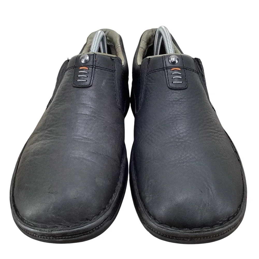 Merrell World Legend Shoes Men 9.5 Black Leather Slip On Pebbled Stollen J45053